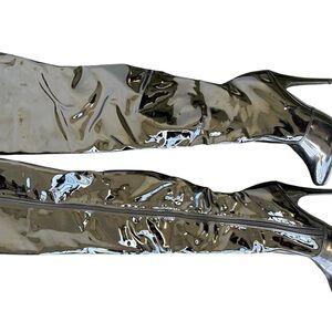 Shiny Metallic Over-the-Knee Boots